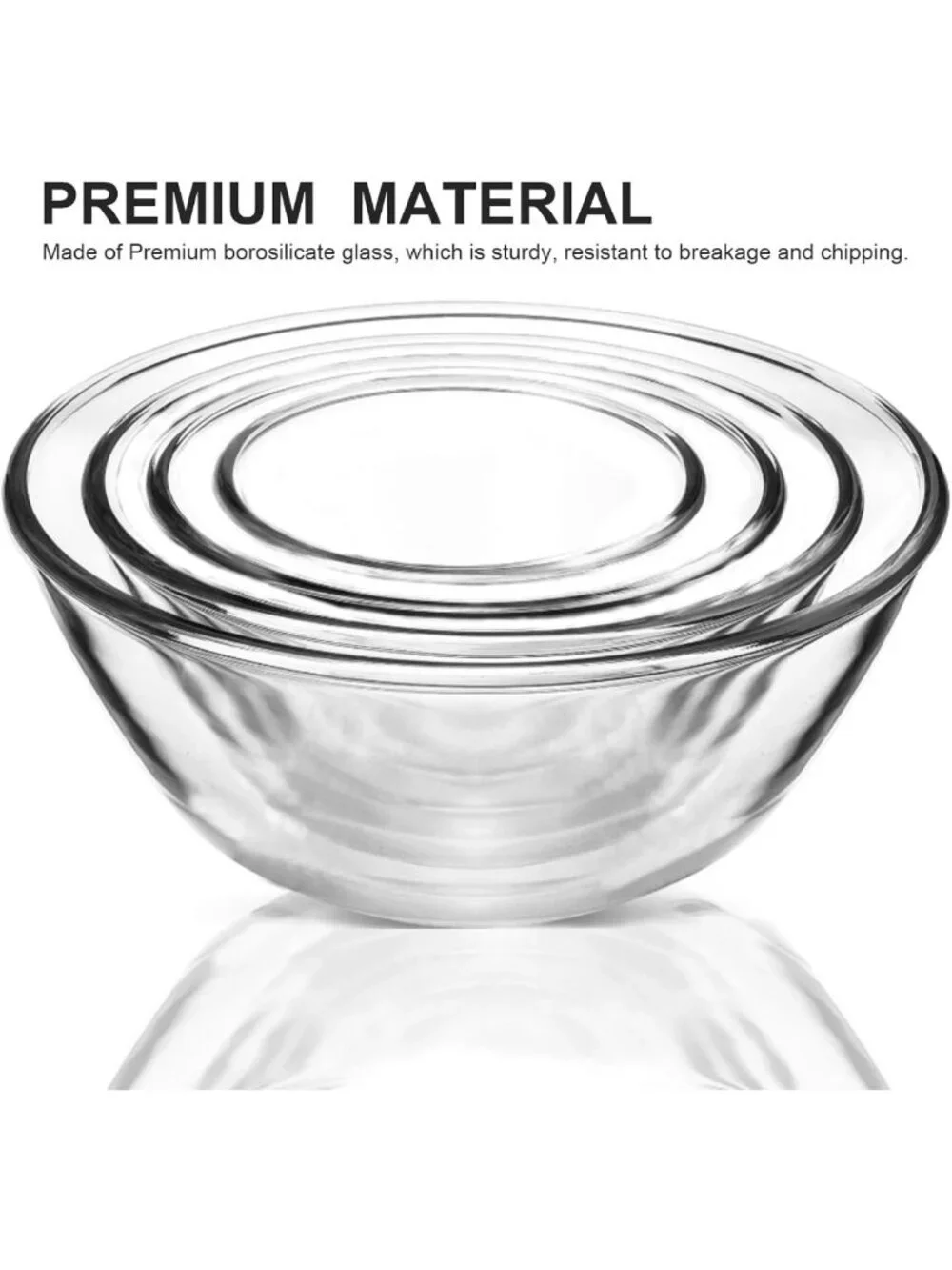 Set of 4 Glass Mixing Bowls with Lids - 0.8 to 4.8 Qt Storage & Prep Bowls